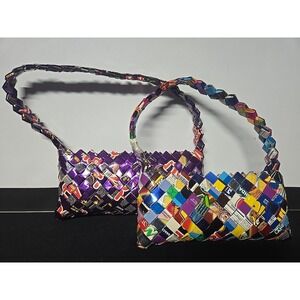 Lot Of 2 PURSE Made out of Wrappers UNIQUE & COLORFUL